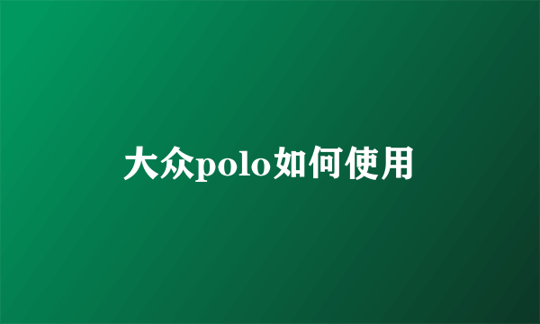 大众polo如何使用