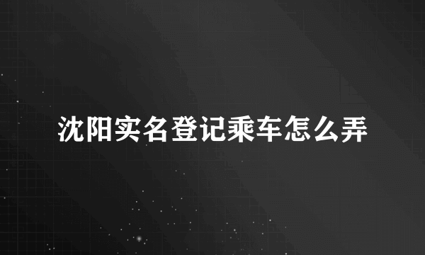 沈阳实名登记乘车怎么弄