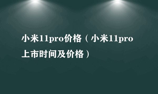 小米11pro价格（小米11pro上市时间及价格）