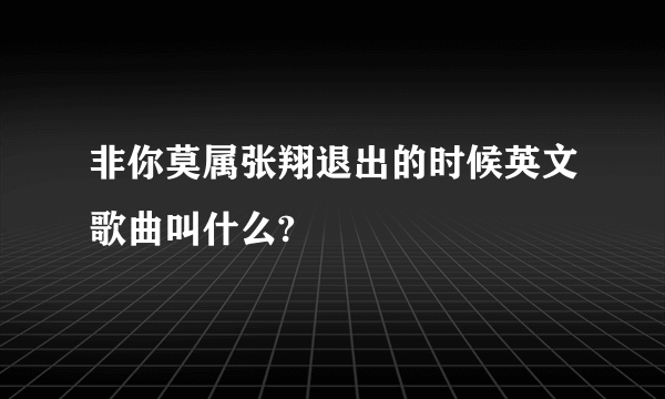 非你莫属张翔退出的时候英文歌曲叫什么?