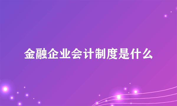 金融企业会计制度是什么