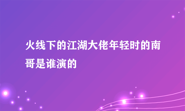 火线下的江湖大佬年轻时的南哥是谁演的