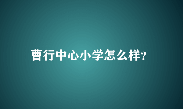 曹行中心小学怎么样？