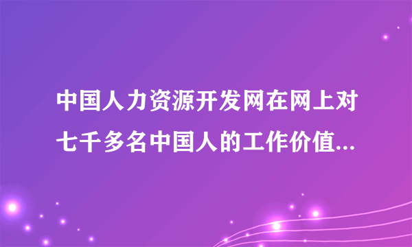 中国人力资源开发网在网上对七千多名中国人的工作价值观进行调查。结果如下：（1）从图表中可以看出，人们在工作中最看重的是什么？（2）要到上述这一点，关键在于自己的努力。请你为他们指明几条努力的方向。（至少两条）