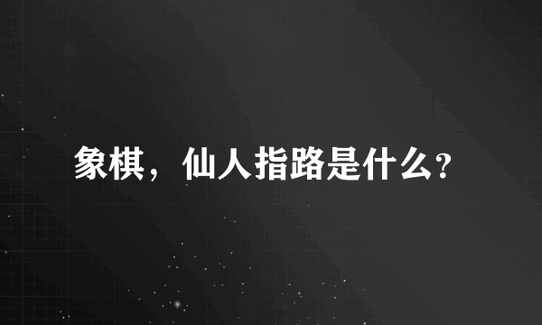 象棋，仙人指路是什么？