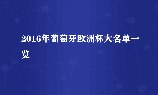 2016年葡萄牙欧洲杯大名单一览