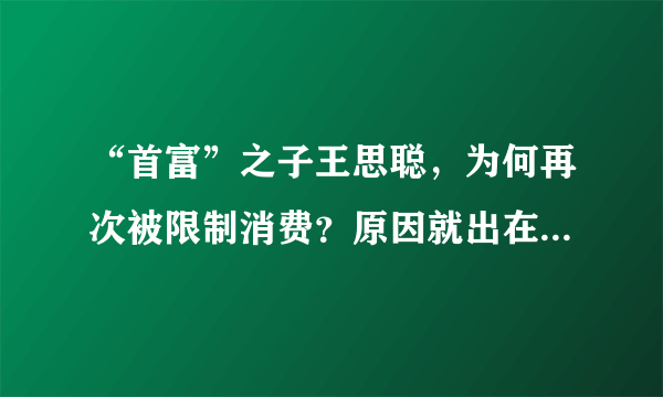 “首富”之子王思聪，为何再次被限制消费？原因就出在这个点上