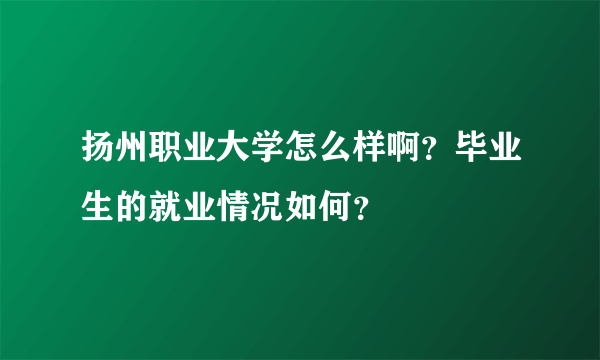 扬州职业大学怎么样啊？毕业生的就业情况如何？