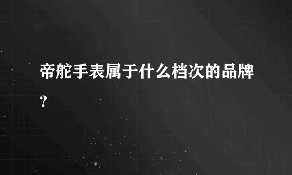 帝舵手表属于什么档次的品牌？