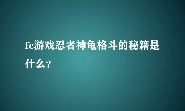 fc游戏忍者神龟格斗的秘籍是什么？