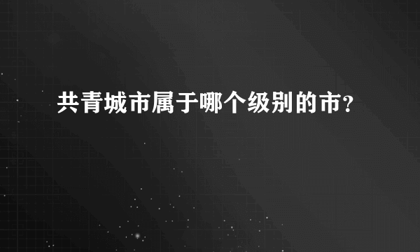 共青城市属于哪个级别的市？