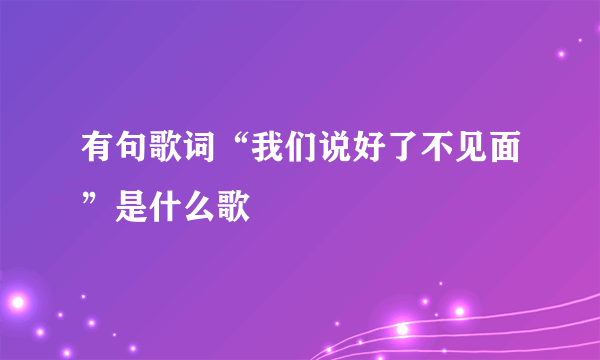 有句歌词“我们说好了不见面”是什么歌