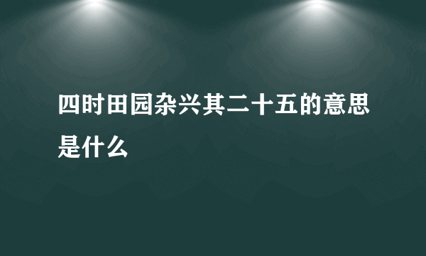 四时田园杂兴其二十五的意思是什么