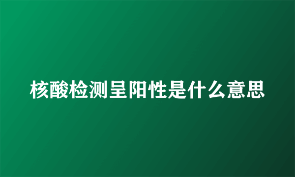 核酸检测呈阳性是什么意思