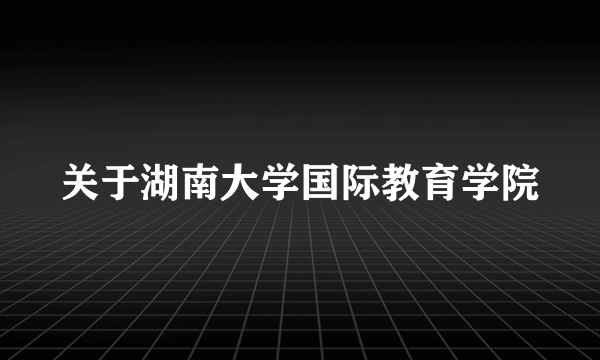 关于湖南大学国际教育学院