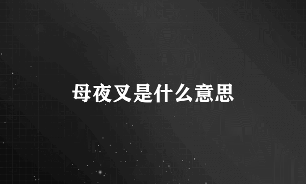 母夜叉是什么意思