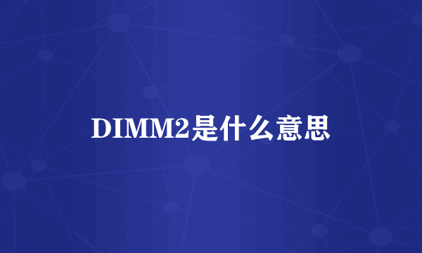 DIMM2是什么意思