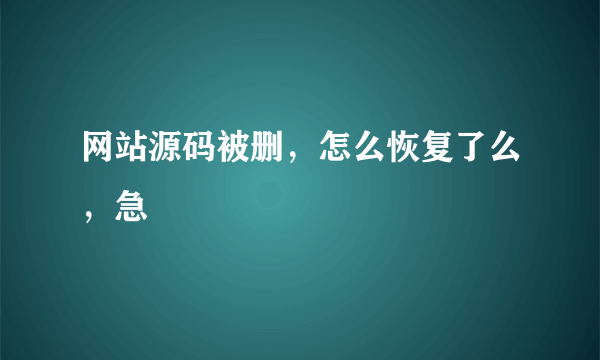 网站源码被删，怎么恢复了么，急