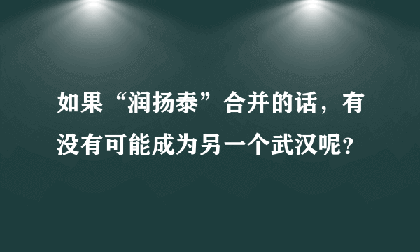 如果“润扬泰”合并的话，有没有可能成为另一个武汉呢？