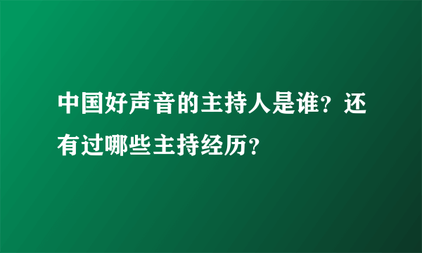 中国好声音的主持人是谁？还有过哪些主持经历？