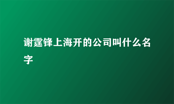 谢霆锋上海开的公司叫什么名字