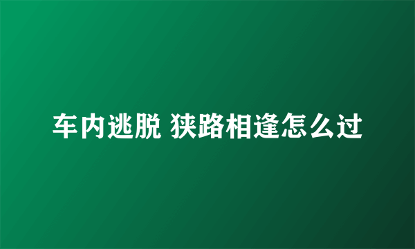 车内逃脱 狭路相逢怎么过