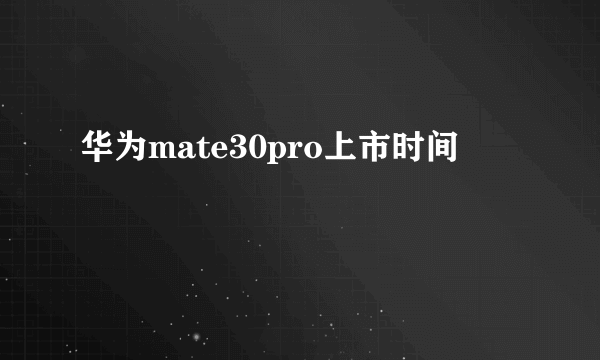 华为mate30pro上市时间