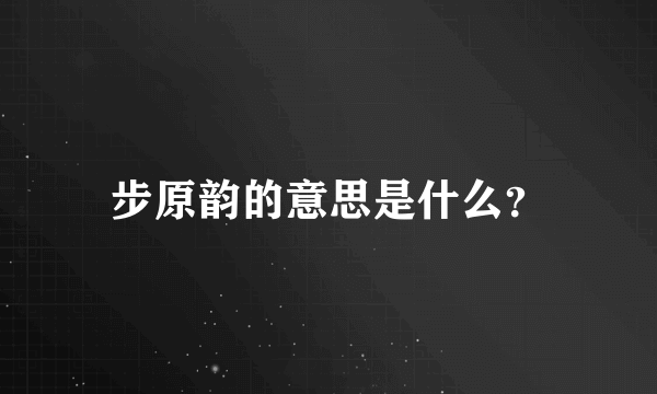 步原韵的意思是什么？