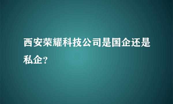 西安荣耀科技公司是国企还是私企？