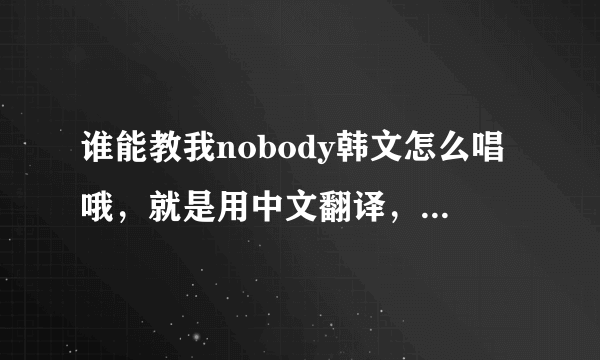 谁能教我nobody韩文怎么唱哦，就是用中文翻译，但要是韩文，不要中文版的