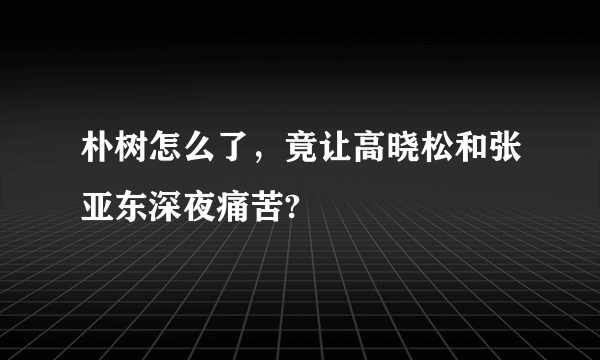 朴树怎么了，竟让高晓松和张亚东深夜痛苦?