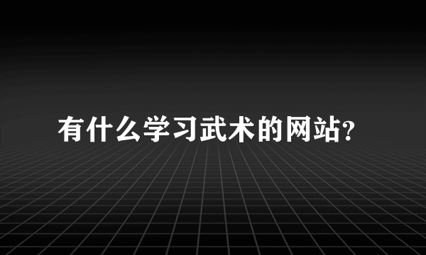 有什么学习武术的网站？