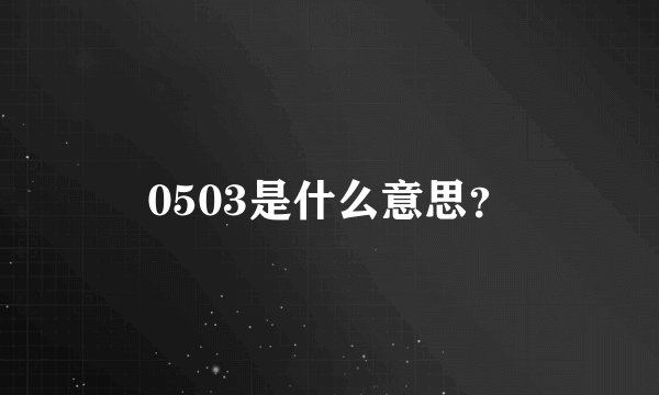 0503是什么意思？