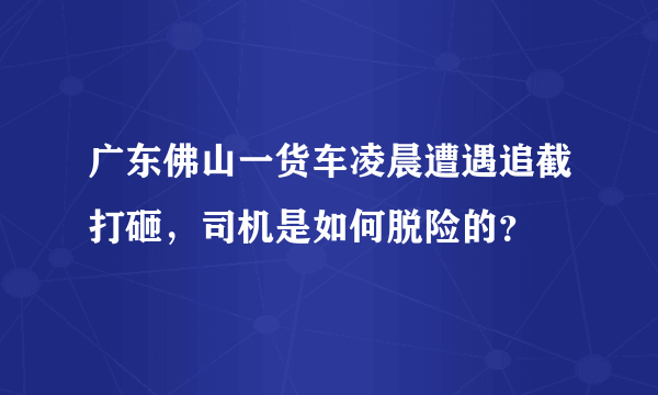 广东佛山一货车凌晨遭遇追截打砸，司机是如何脱险的？