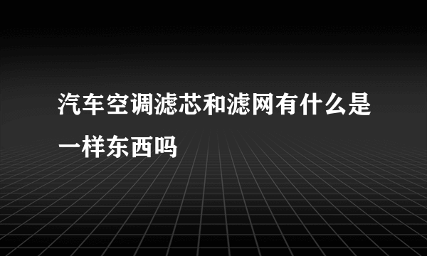 汽车空调滤芯和滤网有什么是一样东西吗