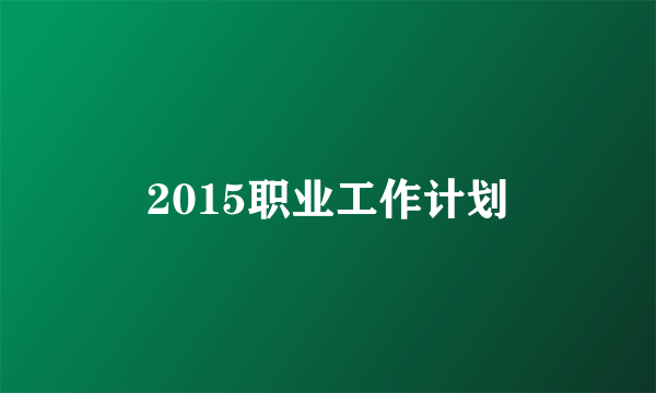 2015职业工作计划