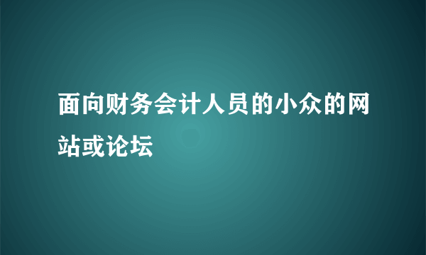 面向财务会计人员的小众的网站或论坛