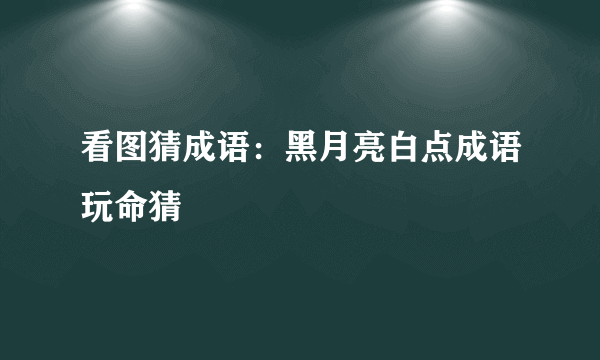 看图猜成语：黑月亮白点成语玩命猜