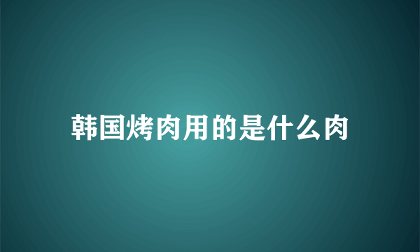 韩国烤肉用的是什么肉