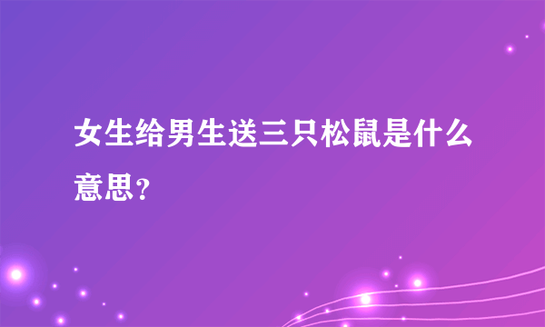 女生给男生送三只松鼠是什么意思？