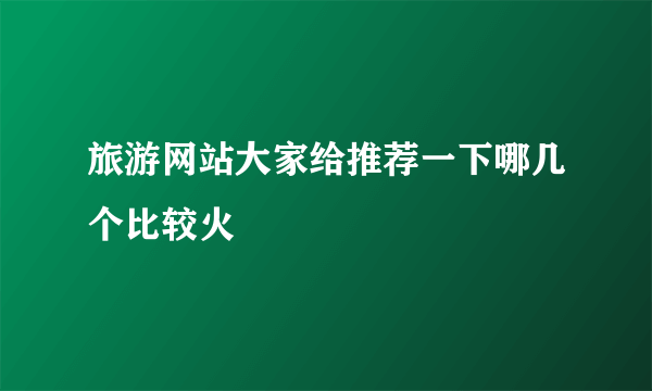 旅游网站大家给推荐一下哪几个比较火