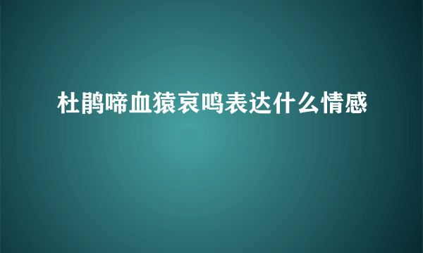 杜鹃啼血猿哀鸣表达什么情感