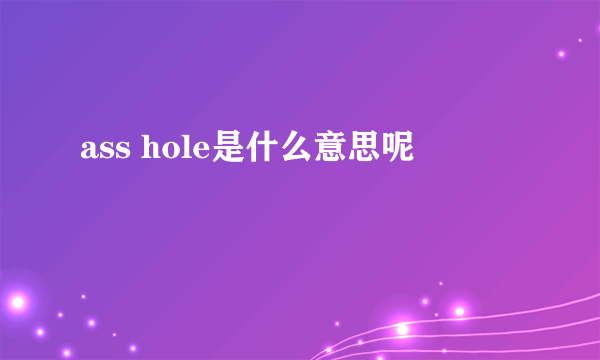 ass hole是什么意思呢