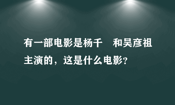 有一部电影是杨千嬅和吴彦祖主演的，这是什么电影？