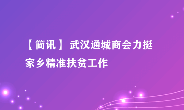 【简讯】 武汉通城商会力挺家乡精准扶贫工作