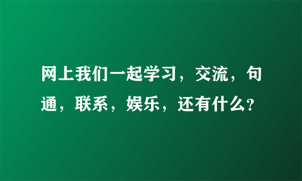 网上我们一起学习，交流，句通，联系，娱乐，还有什么？