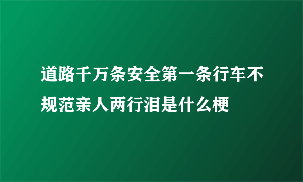 道路千万条安全第一条行车不规范亲人两行泪是什么梗