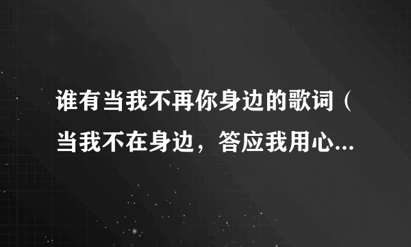 谁有当我不再你身边的歌词（当我不在身边，答应我用心去飞，生命若有新体验，你别拒绝······）？