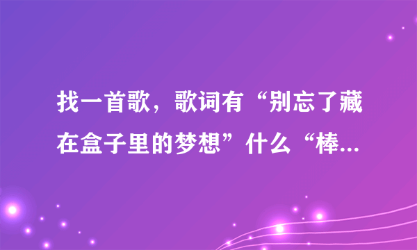 找一首歌，歌词有“别忘了藏在盒子里的梦想”什么“棒棒糖”的~