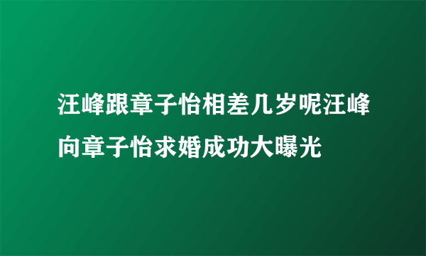 汪峰跟章子怡相差几岁呢汪峰向章子怡求婚成功大曝光